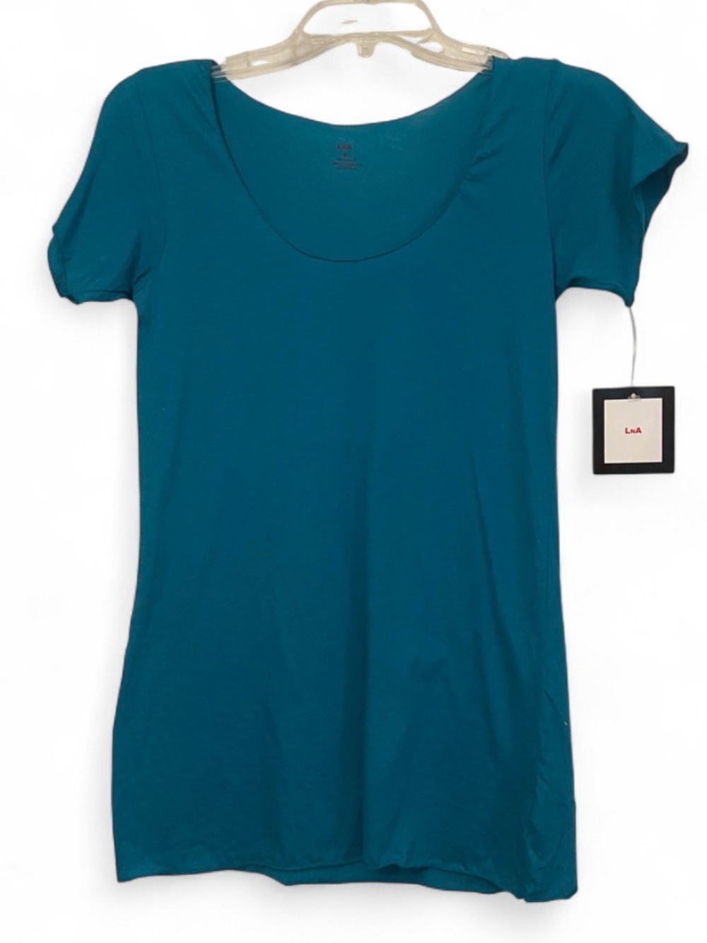 NWT LNA Teal Blue Short Sleeve Shirt Womens Size Medium